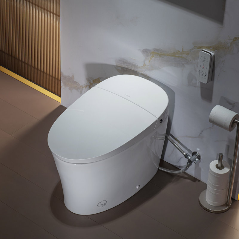 Toilette une pièce bidet intelligente avec ouverture / fermeture automatique, capteur d'ouverture et de fermeture du pied, chasse d'eau automatique, siège chauffant