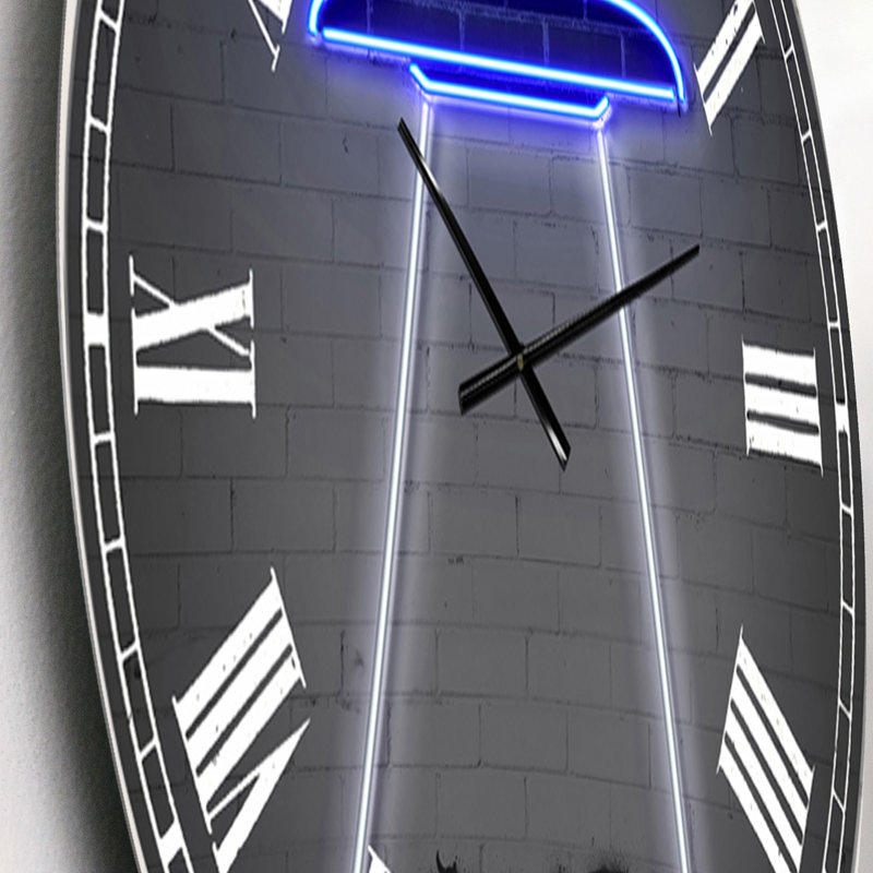 Horloge murale moderne surdimensionnée Neon UFO, Petit