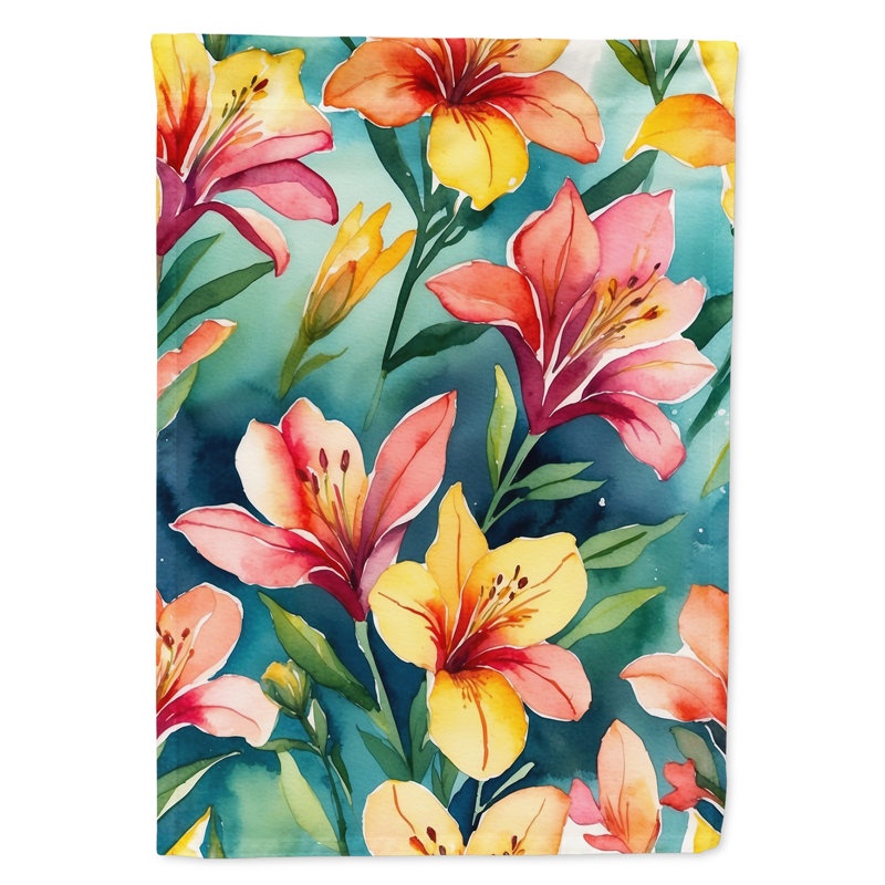 Paphiopedilum Orchids Garden Flag, Alstroemerias Flowers