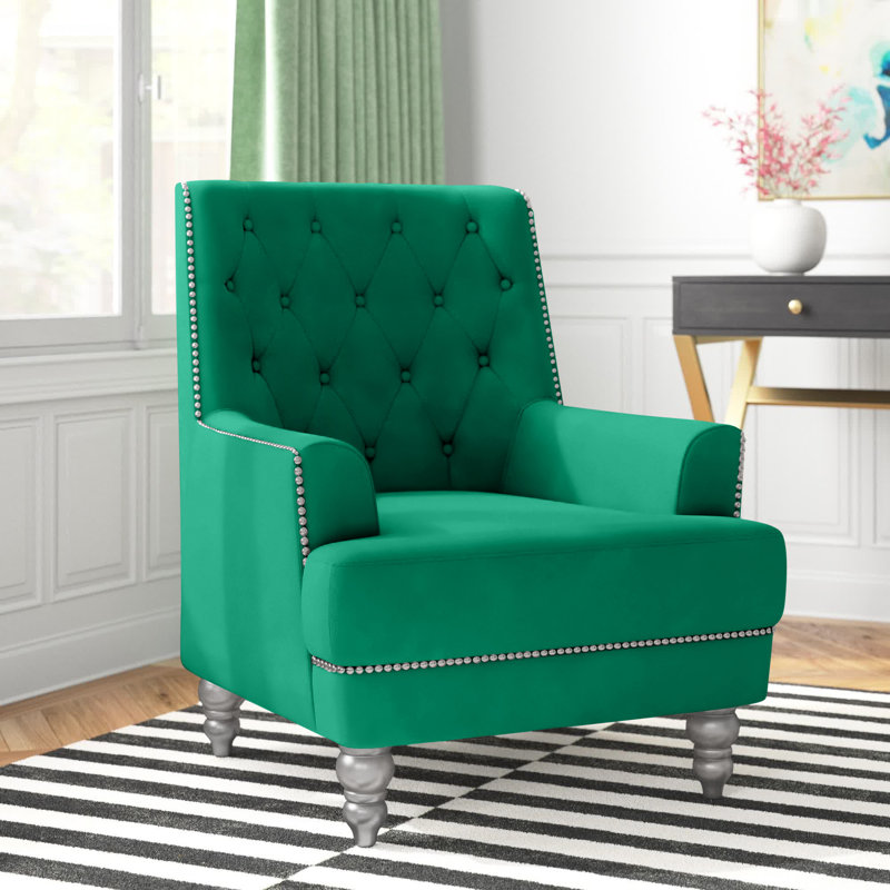 Zaria Velvet Armchair, Green