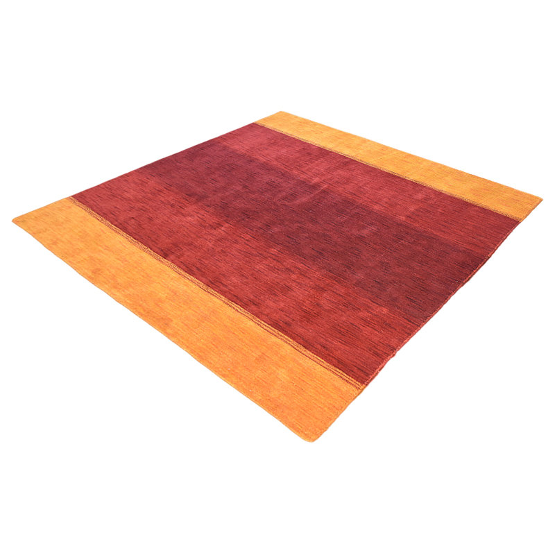Manns Hand Knotted Loom Wool Eco-Friendly Area Rugs - Square | Orange & Red Color | Contemporary Design | Area rugs for living room, bedroom