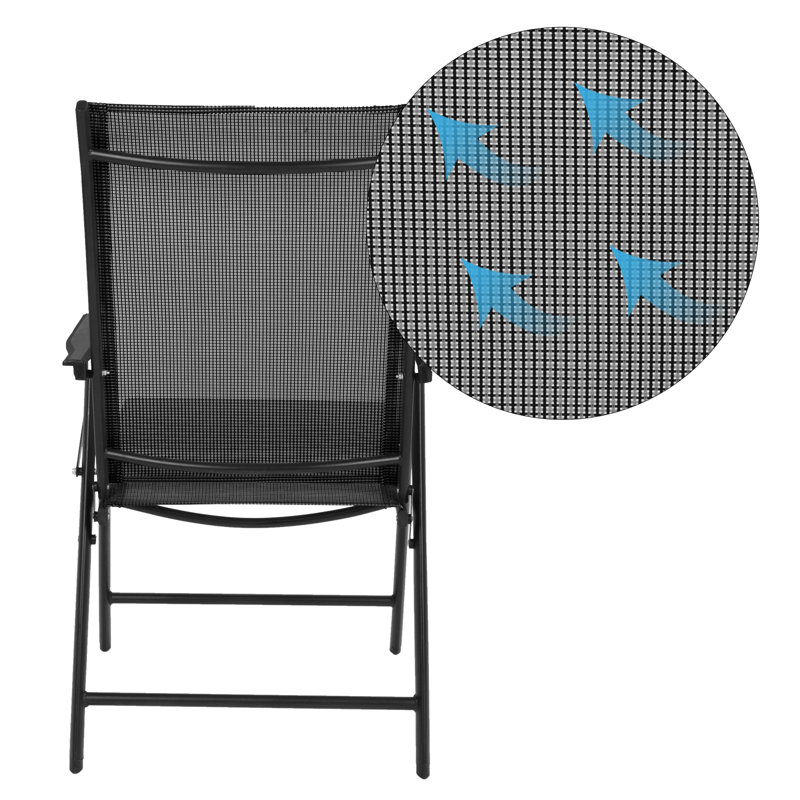 Chaise de patio pliante, Noir, noir, noir, noir