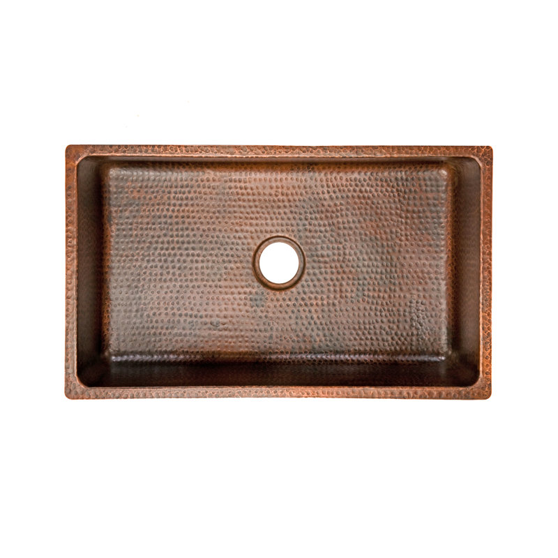 30" Hammered Copper Single Basin Kitchen Sink