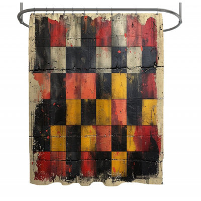 Art Panel Abstract Checkered Shower Curtain