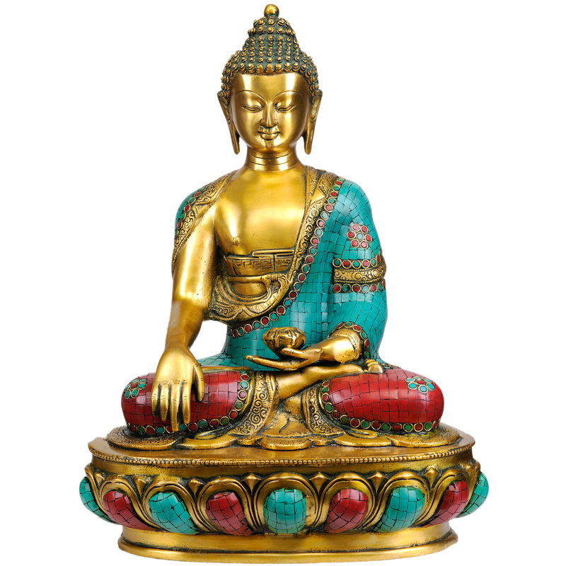 Lord Buddha In Bhumisparsha Mudra (statue incrustée)