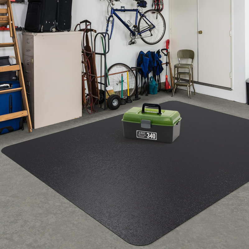 Area Floor Mat For Home, 4'×6' Large Black No Slip Waterproof Vinyl Area Rug For Under Dining Room Tbale, Spill Resistant Hard Floor Protector Cover, Easy Clean Splat Mat For Under High Chair