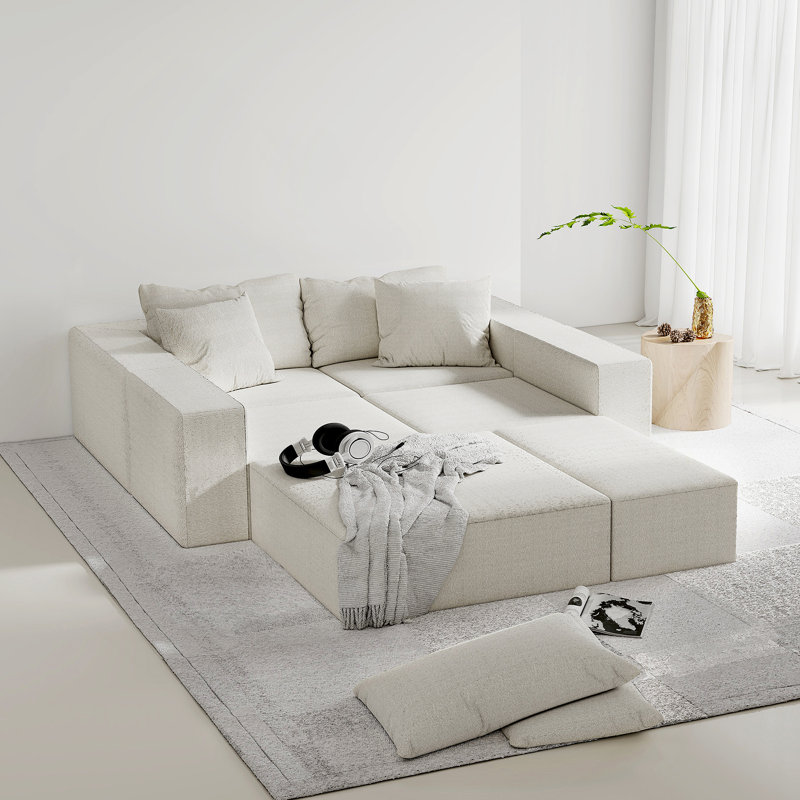 Versatile Modular Sectional Sofa Set For Stylish Living Rooms And Bedrooms, Beige Chenille
