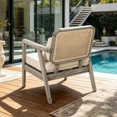 Fauteuil club d'extérieur en bois d'acacia