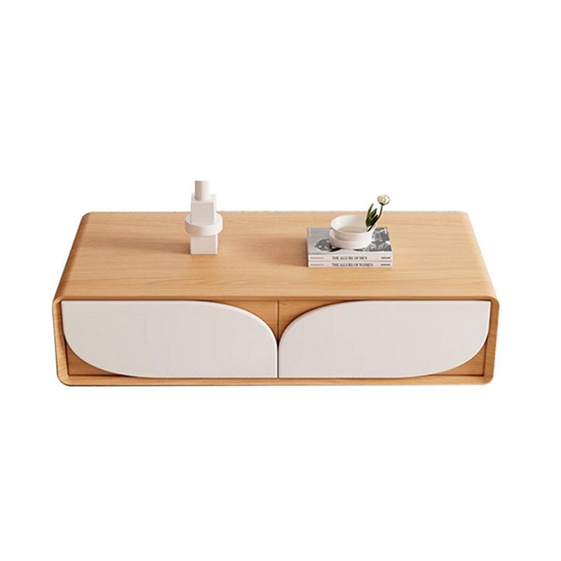 Burlywood Solid Wood Rectangular Coffee Table, Burlywood, 15.75" H x 43.31" L x 23.62" W