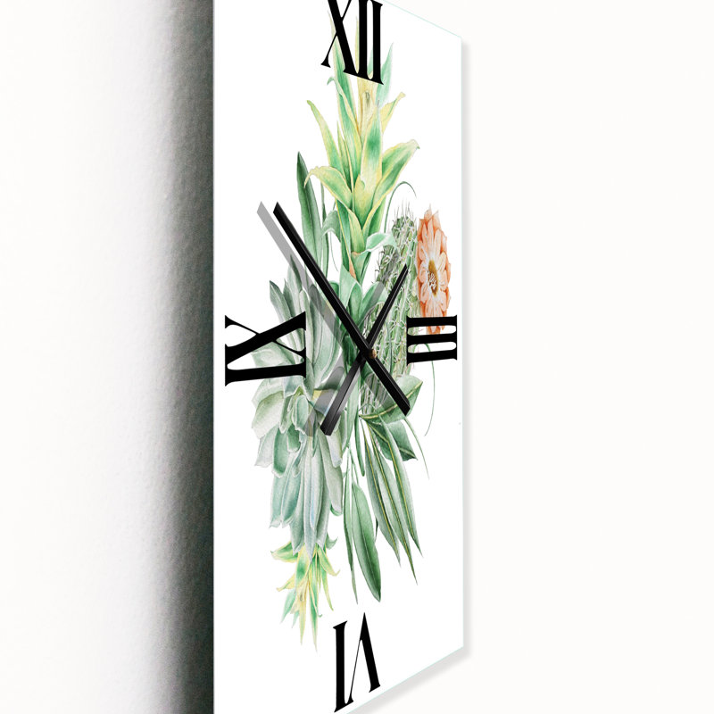 Horloge murale Bouquet avec cactus et plantes grasses, Petit
