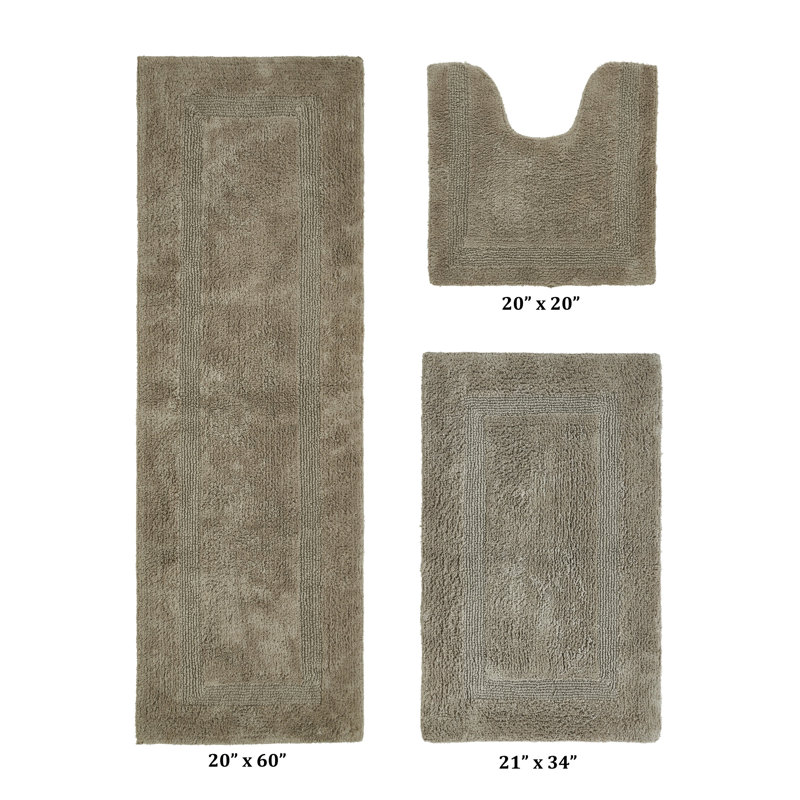 Annerose Premium 100% Cotton 3 Piece Bath Rug Sets, Machine Washable, Super Absorbent & Tufted Weave Reversible Bath Mat for Bathroom, Shower, and Tub, Oeko-Tex Certified Bathroom Rugs