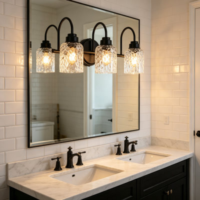 19.69" W 3-Light bathroom vanity lights Glass Bathroom Wall Sconces