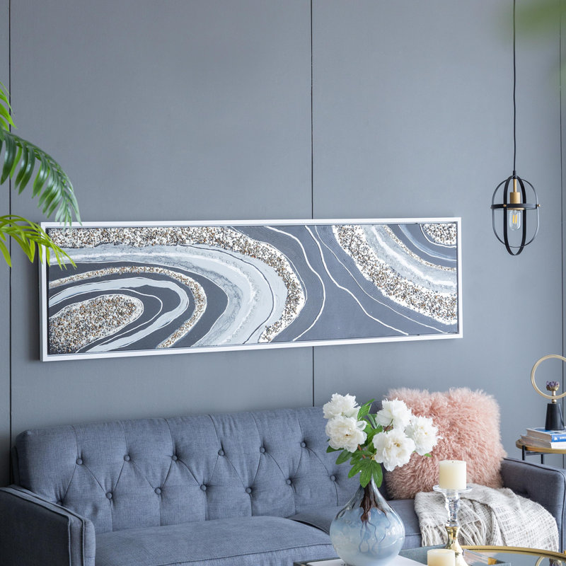 Paysage allongé, peinture à l'huile encadrée