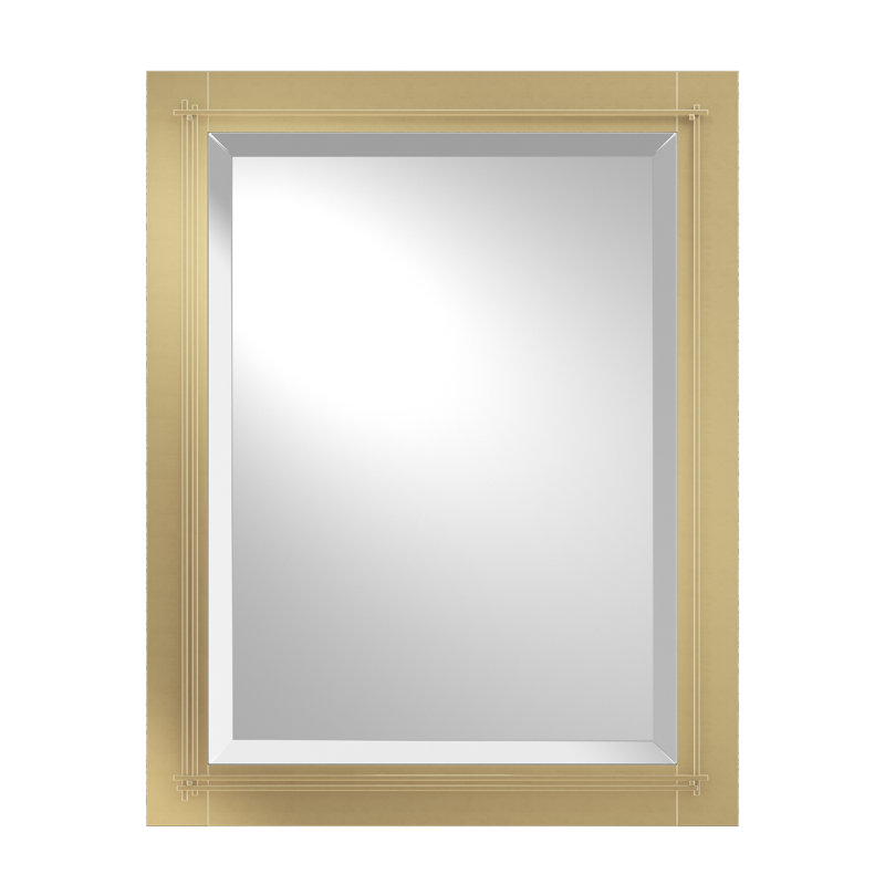 Metra Industrial Beveled Bathroom/Vanity Mirror, 28" H x 22" W, Modern Brass