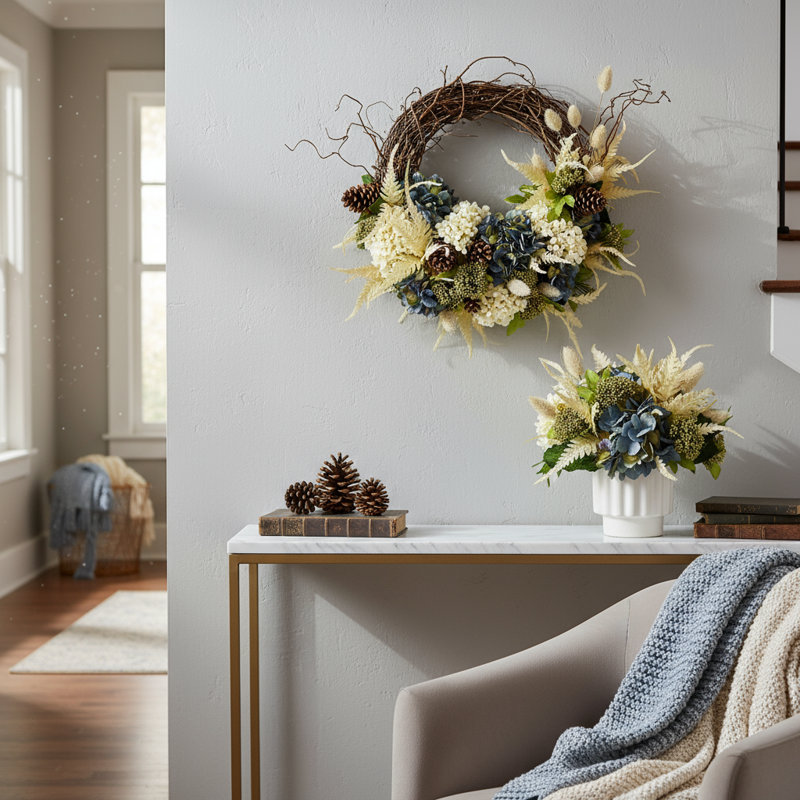 Fall Wreath and Floral Arrangement Bundle