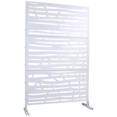 Outdoor & Indoor Privacy Screen Metal Privacy Screen 76" H×48" W, Freestanding Decorative Privacy Screen