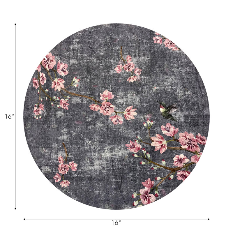 Blossom Fantasia Pebble 16" Vinyl Placemat, Charcoal