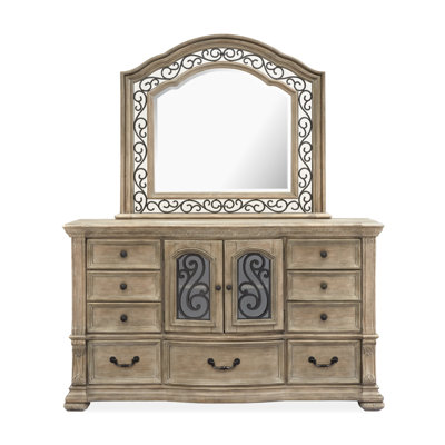 Drawer Dresser With Shaped Mirror