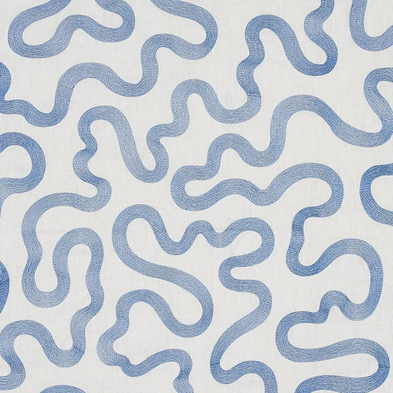 Tissu brodé Riley, Bleu marine / ivoire