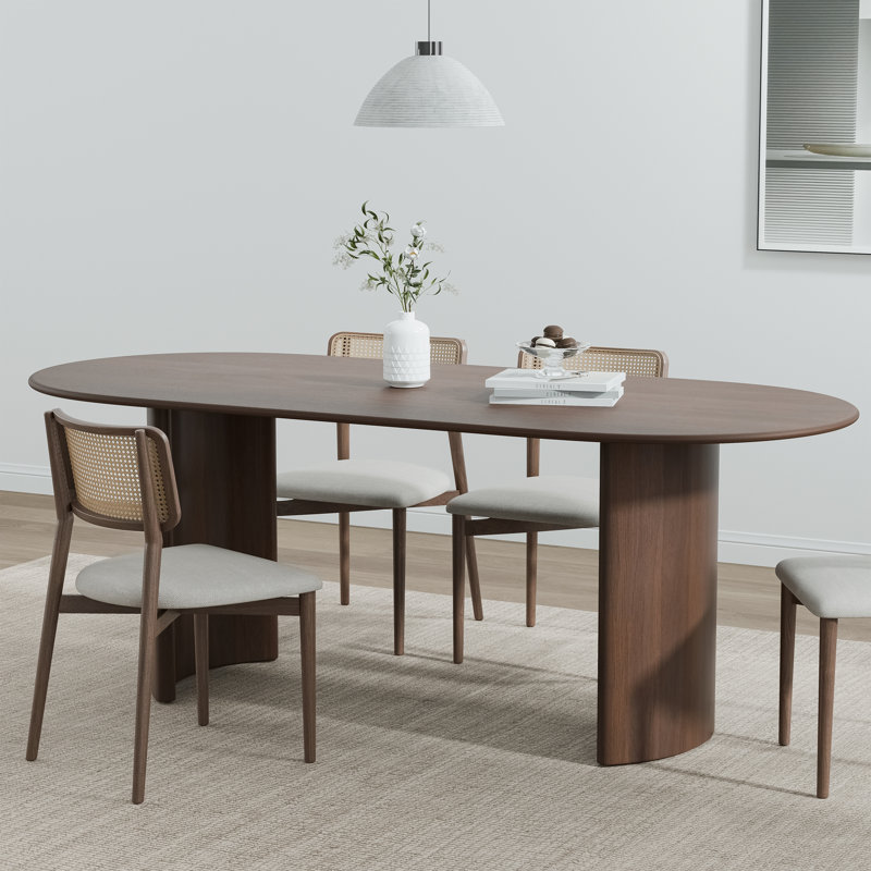 Oval Wood Dining Table with 2 Legs, 30" H x 67" L x 33.50" W, Walnut
