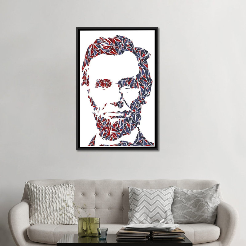 « abraham lincoln », impression sur toile, H 26 po x l 18 po x P 1,5 po, Toile avec cadre noir, Pas de tapis