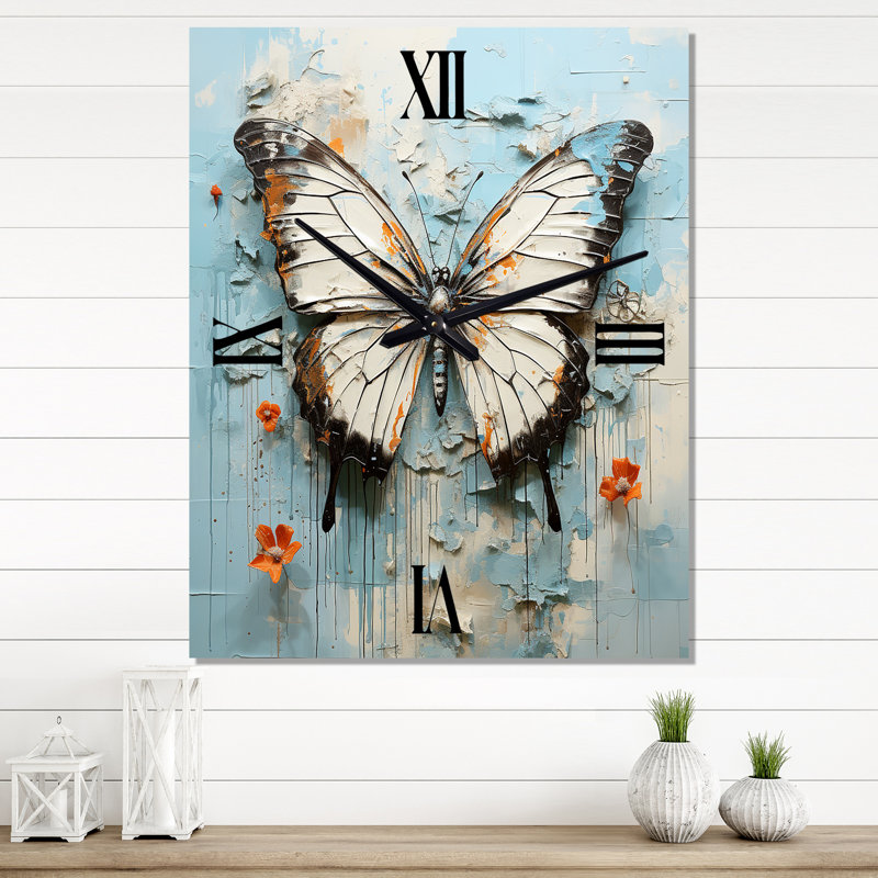 Urban Butterflies Graffiti Accents I - Horloges murales papillon, Médium