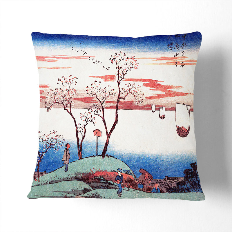 Evening Cherry Blossoms at Gotenyama by Utagawa Hiroshige Cushion with Filling, 55cm H x 55cm W x 20cm D