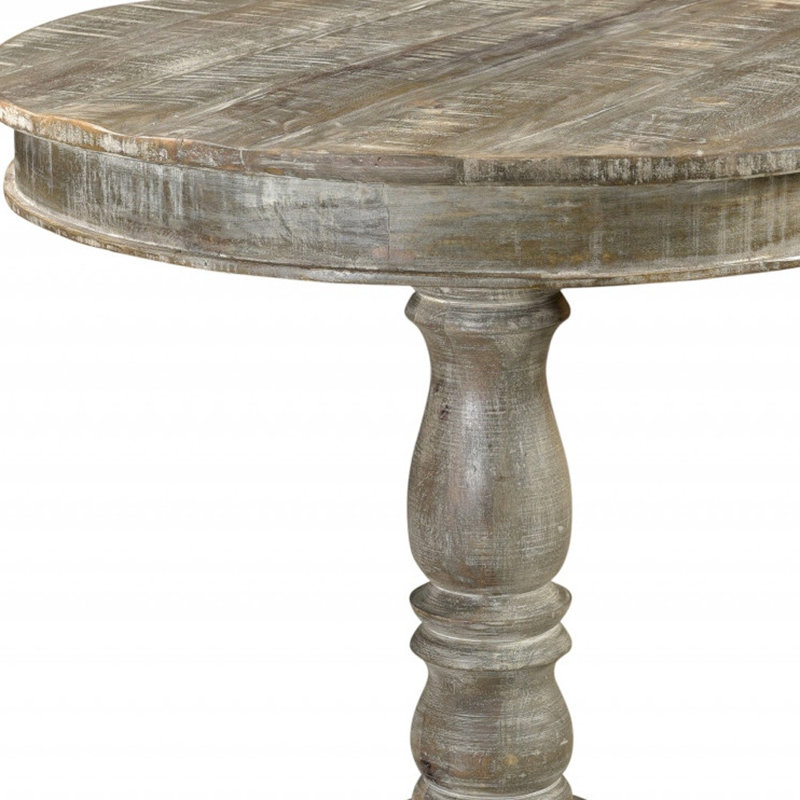Table de salle à manger 30 po, Gris, Bois massif