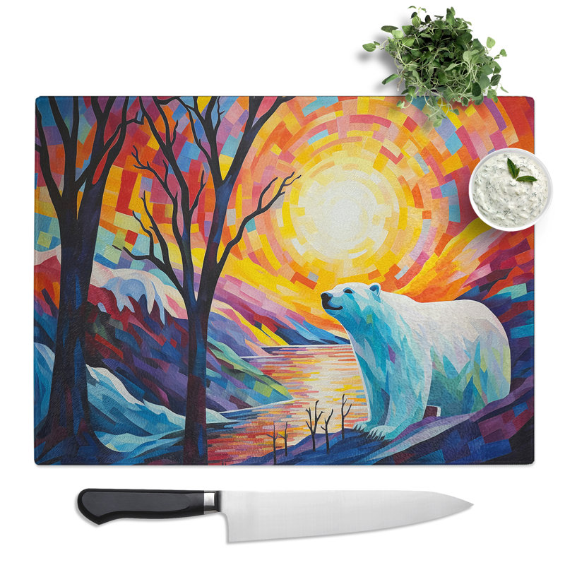 Polar Bear Abstract H0324  Glass Chopping Board