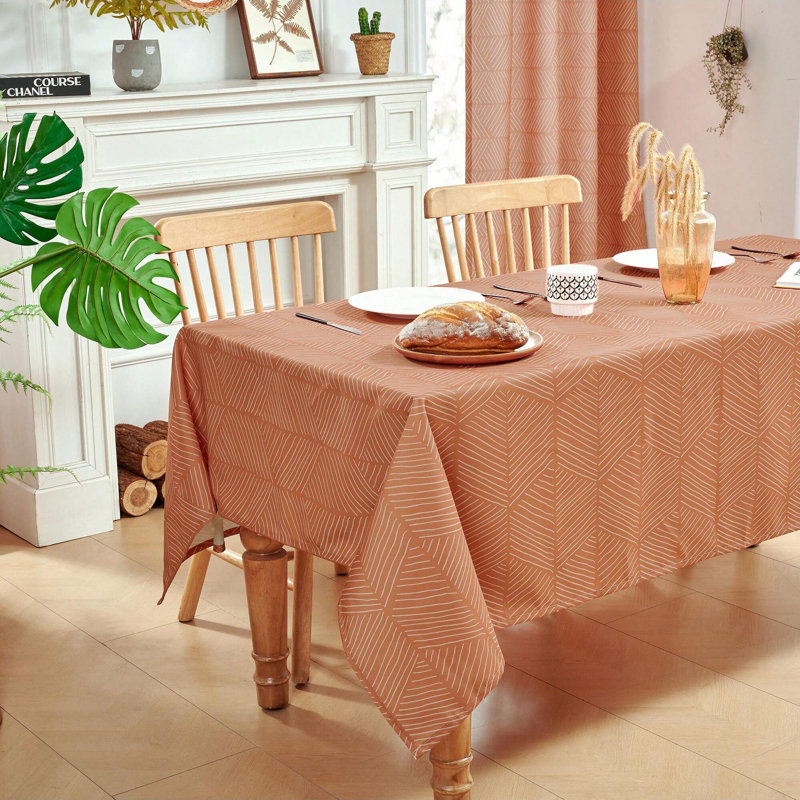 Geometric Patterned Tablecloth, 1 PCS, 54" x 72", Orange