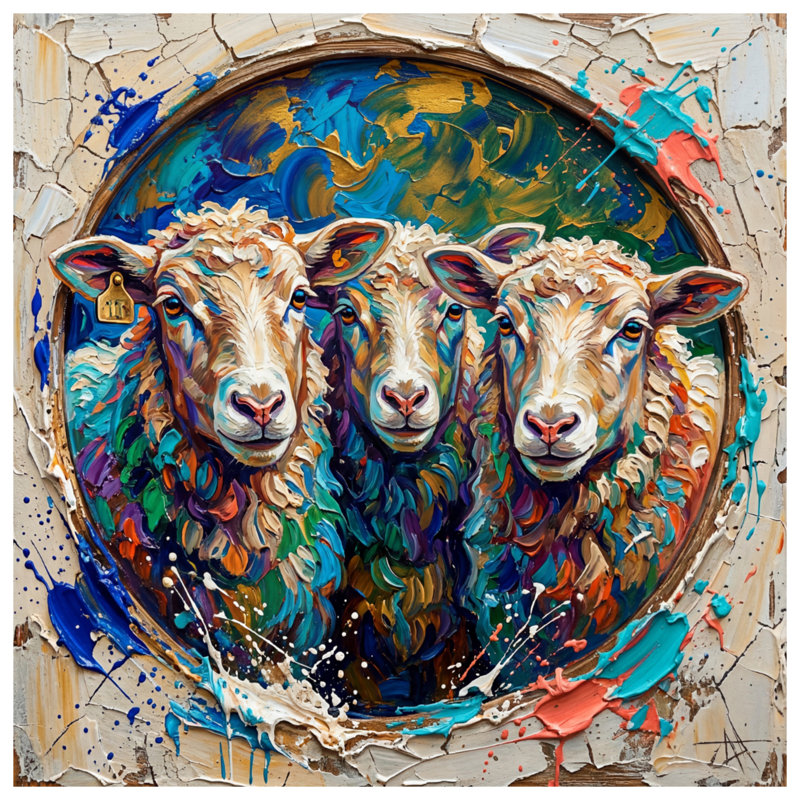 Édredon Three Sheep Portrait, Twin