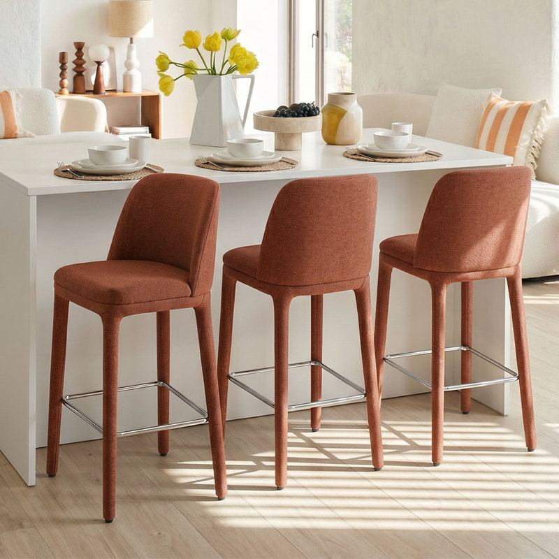 Tabouret de comptoir moderne entièrement rembourré en tissu de 26,5 pouces (ensemble de 3), Terra
