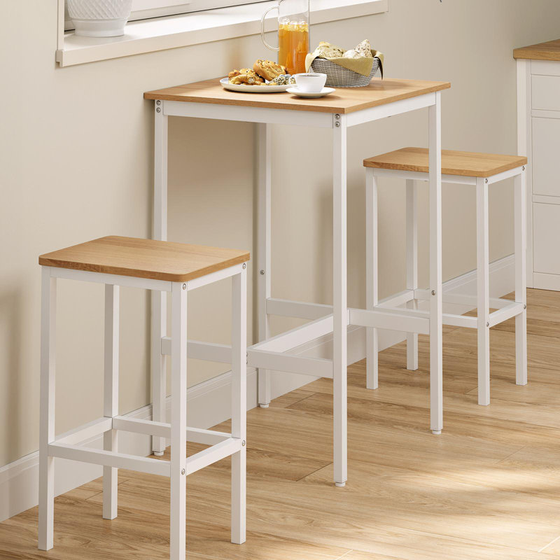 Bar Table And Chairs Set, Golden Oak/Cloud White