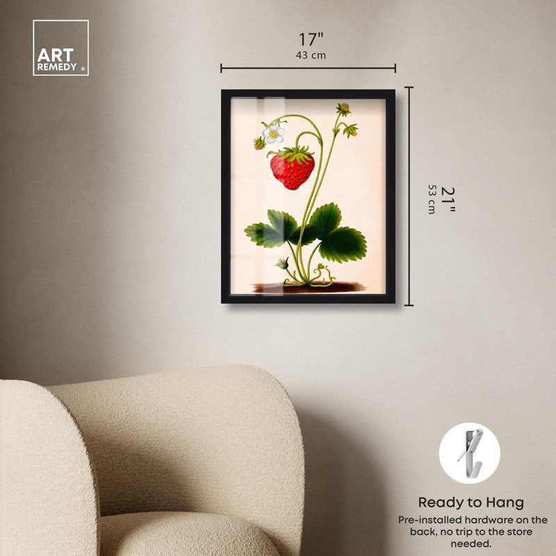«Strawberry Kitchen Art Shadowbox» par Art Remedy, H 21 po x l 17 po, Noir