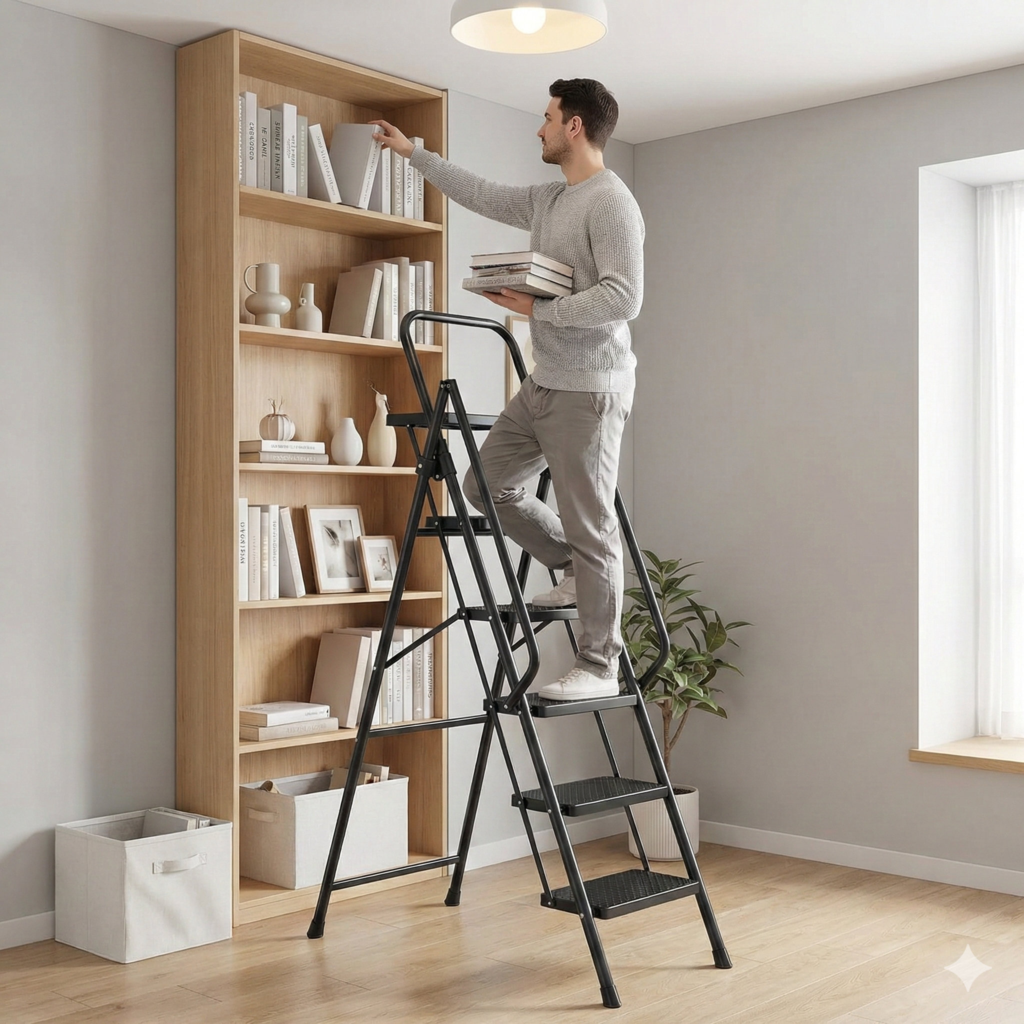 5 Inch Step WFX Utility™ Five-Step Foldable Step Stool Ladder Featuring Integrated ...