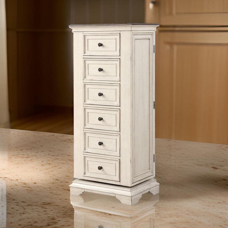Norcross 6-Drawer Lingerie Swivel Chest with Mirror, Antique White