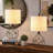 Table Lamp, 19", Modern Forged Iron, Rotary Switch, Linen Shade