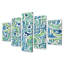 Abstrait vagues géométriques vert bleu - Ensemble de décorations murales vagues abstraites modernes-106269435
