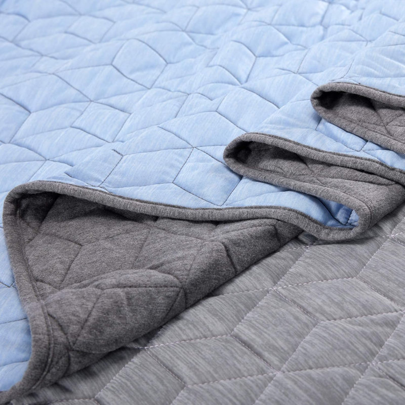 Couverture réversible Cooling, Bleu, Simple