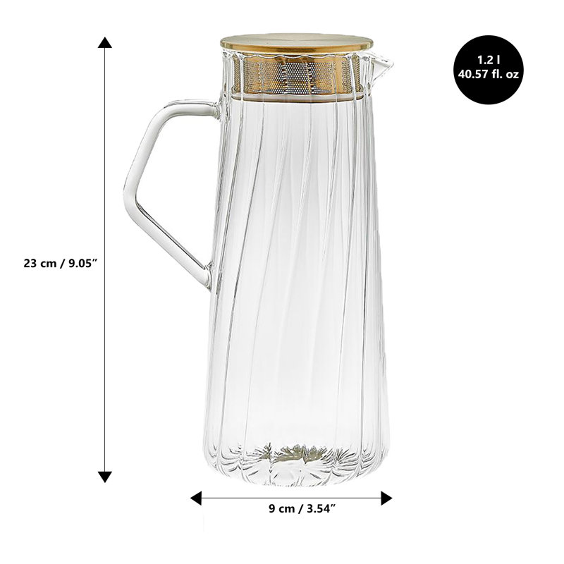 Pichet à thé et à eau Dandelion 40 oz liq., Transparent / Doré