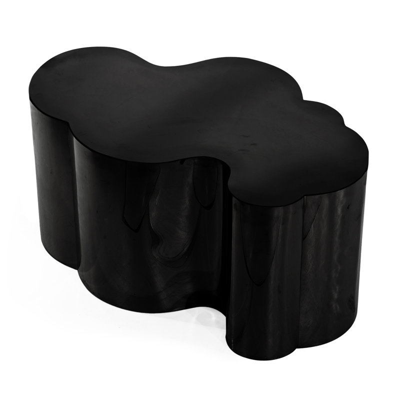Kate Coffee Table with Cloud-Shaped Freeform Design – Modern Accent Table, 16" H x 31" L x 19" W, Black