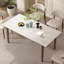 Table de salle à manger rectangulaire pour 4 personnes en pierre frittée blanche-110983106