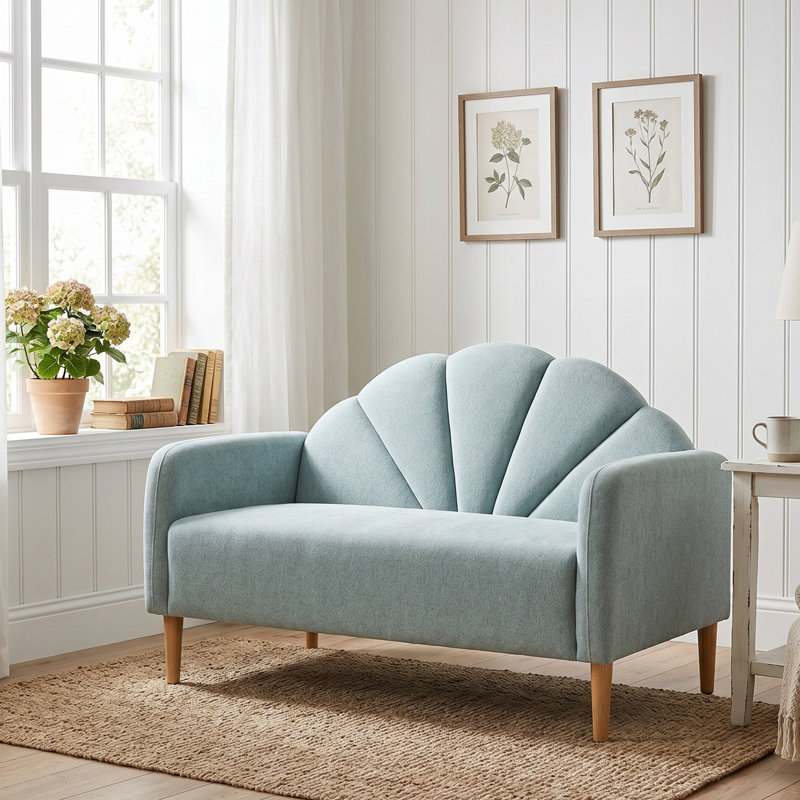 Billijo Solid and Manufactured Wood Standard Loveseat, Mineral Green, 33.07" H x 49.6" W x 29.92" D