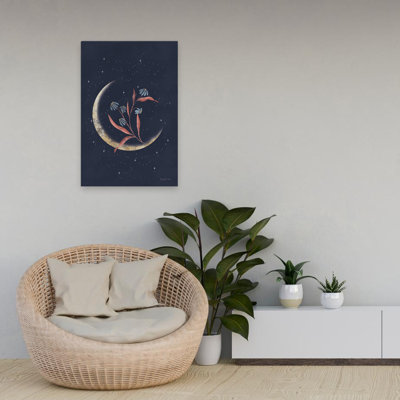 Luna II - Abstract Black Blue Blue Daisies Art
