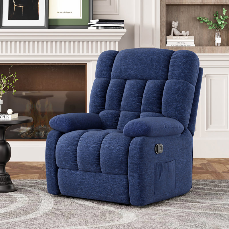 Fauteuil inclinable Darnasia, Chenille classique bleu marine