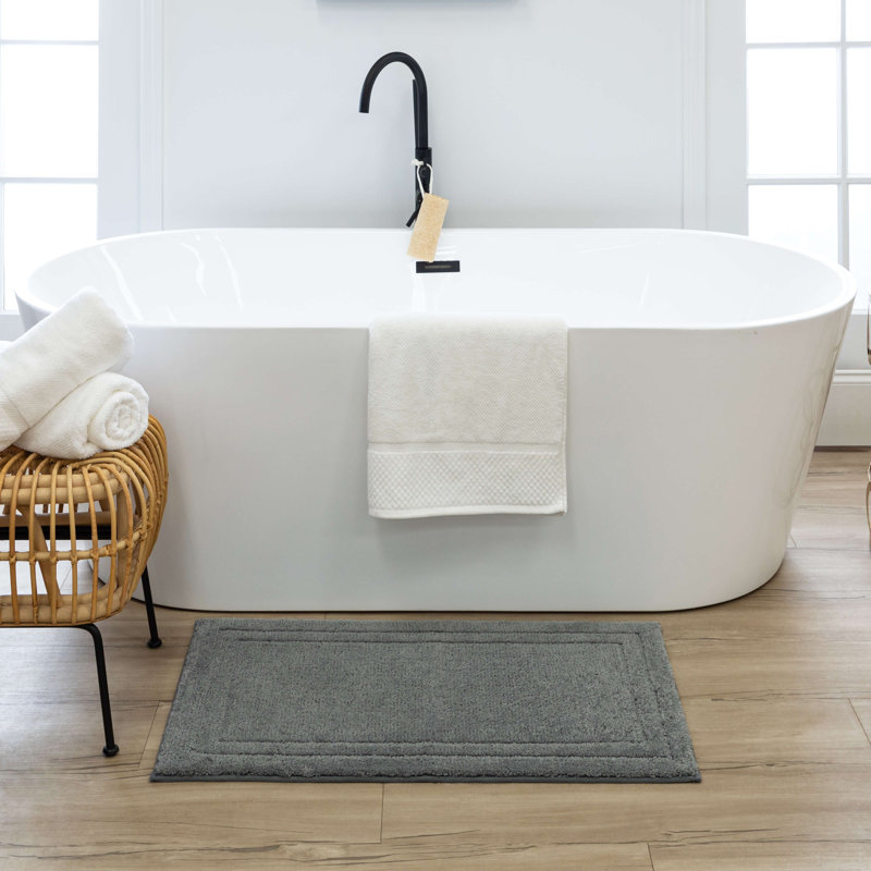 Diplomat Solid Polyester Machine Washable Knitted Bath Mat, 20" W x 34" L, Pewter