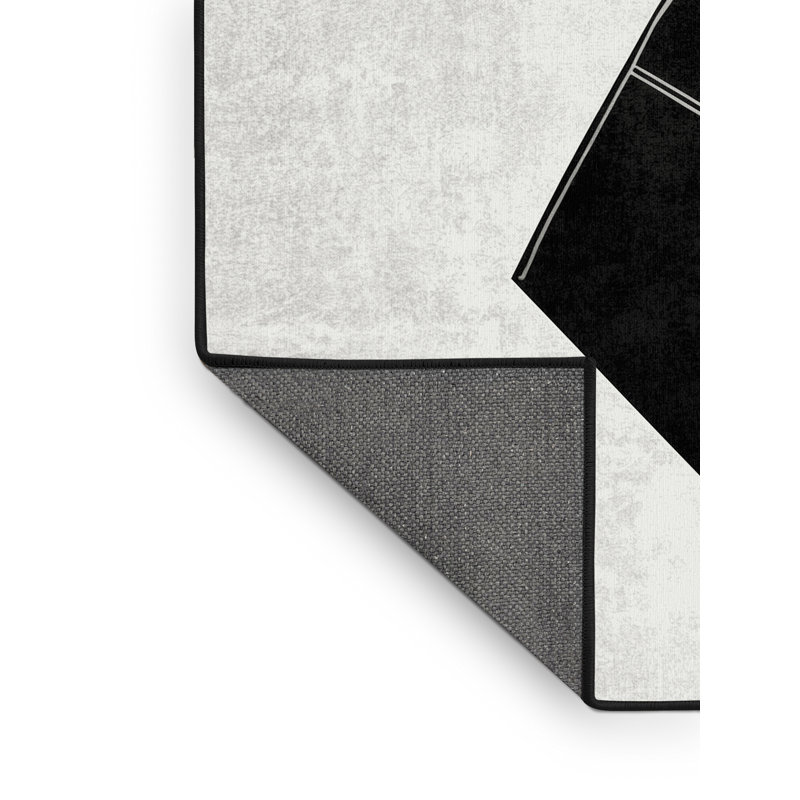 Tapis noir moelleux moelleux et moderne à motif géométrique Dormont, 6 X 9