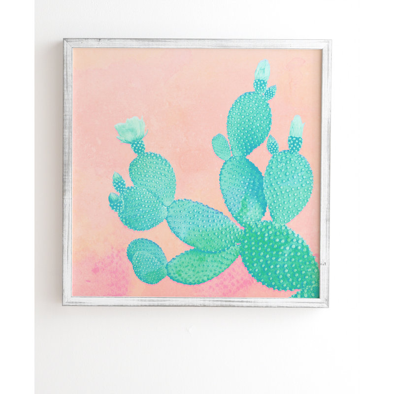 «Pastel Cactus», impression sur toile tendue, H 24 po x l 18 po x P 0,01 po, Cadre blanc altéré