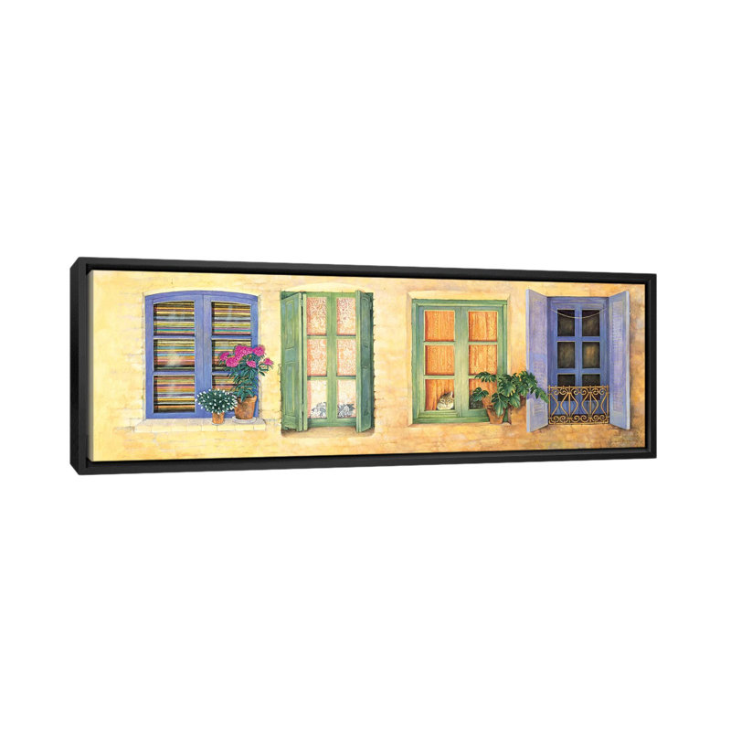 «Mediterranean Windows», reproduction sur toile, H 16 po x l 48 po x P 1,5 po, Toile avec cadre noir