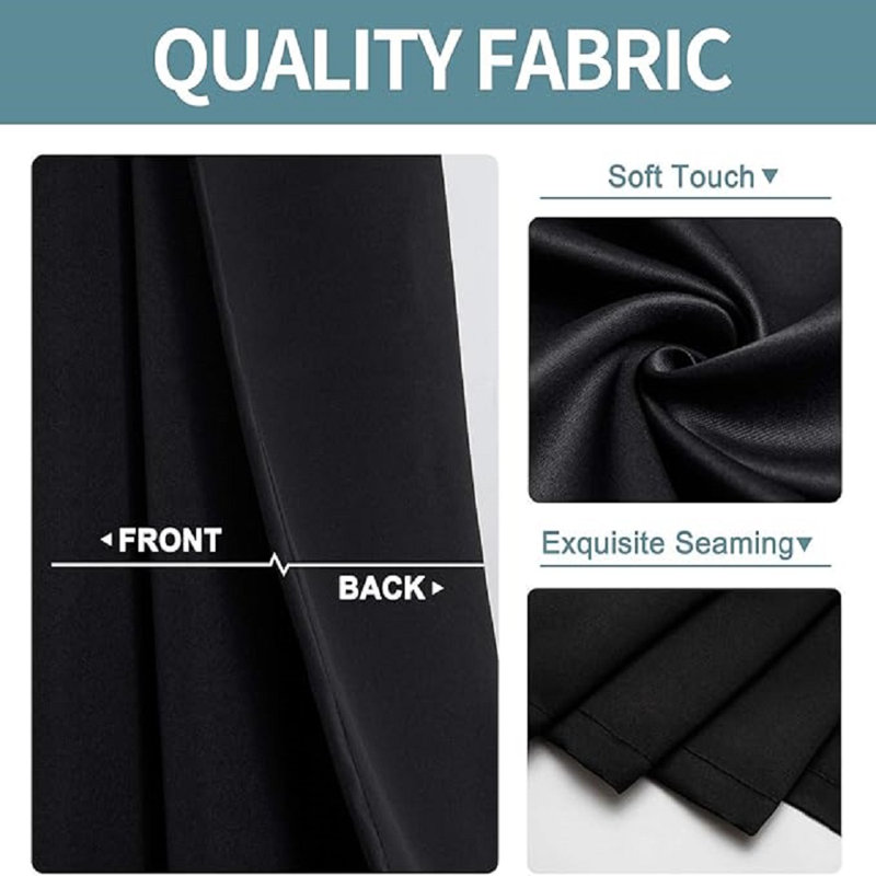 Siffre Pair Eyelet Blackout Window Curtains, Black, 90cm Width x 274.32cm Drop